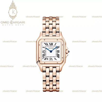 ساعت مچی کارتیه پنتر بند رزگلد صفحه سفید Cartier Panthere