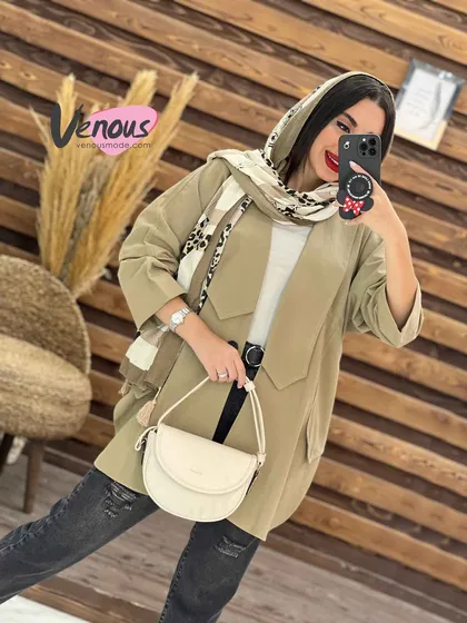 مانتو لینن یقه کراواتی