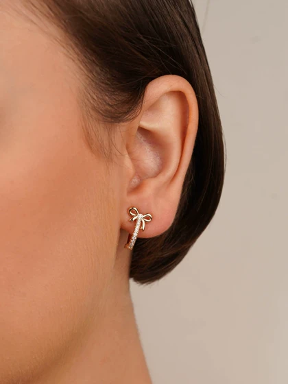 گوشواره حلقه‌ای پاپیون نگین‌دار برند ژوپینگ