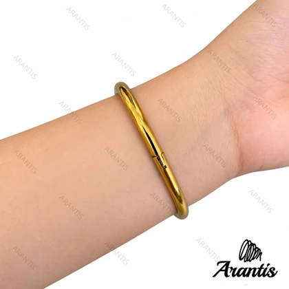 دستبند میخی زنانه استیل طلایی مدل w-10859