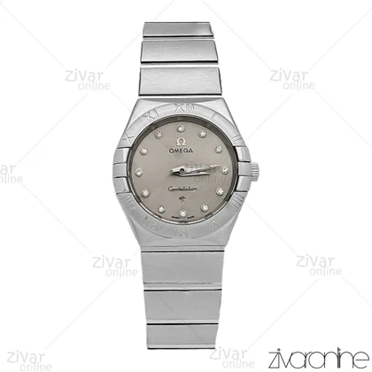 ساعت امگا کانسلیشن زنانه نقره ای صفحه طوسی نگین‌دار 107020
