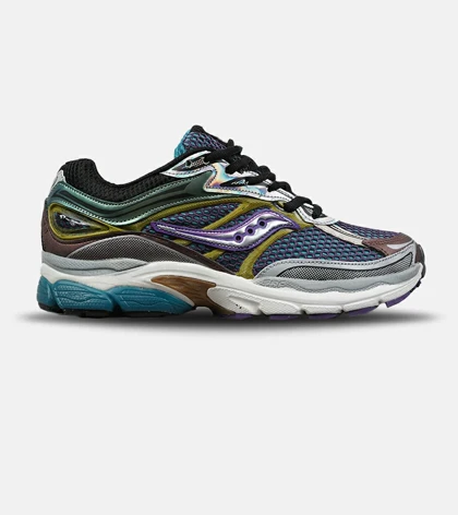 کفش کتانی مردانه و زنانه بنفش سبز طلایی Saucony pro grid omni 8 مدل 8898