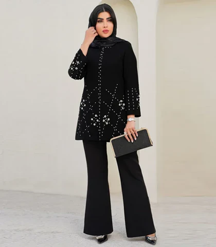 مانتو کرپ نگین‌دوزی کد 538