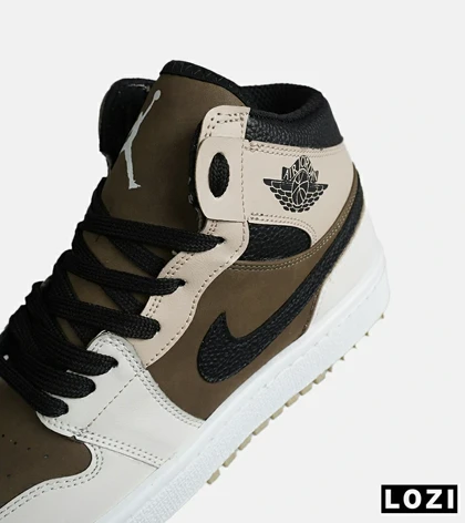 کفش کتانی ساق‌دار مردانه و زنانه کرم قهوه ای NIKE jordan 1 مدل 8142