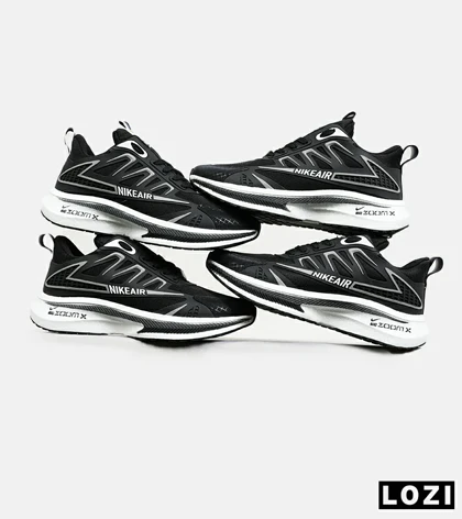 کفش کتانی مردانه مشکی طوسی NIKE zoom X