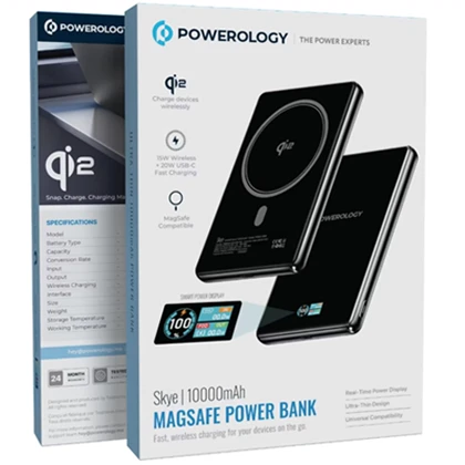 پاور بانک وایرلس 10000 پاورولوژی Powerology مدل PPBKLYD89BK توان 15 وات