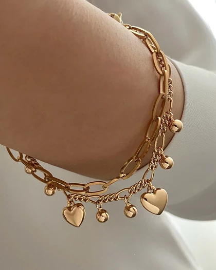 دستبند آویزدار قلب و گوی ژوپینگ