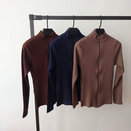 بلوز تمام زیپ پنبه کرکره ای