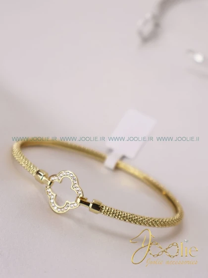 دستبند زنانه طرح طلا ون کلیف نگین‌دار کد B2158