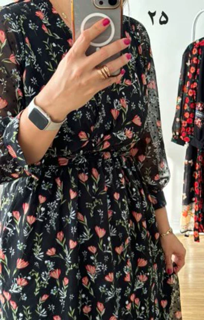 پیراهن حریر سرمه سری 19