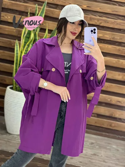 مانتو لینن دکمه چوبی