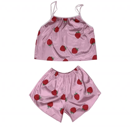 ست تاپ و شلوارک طرح توت فرنگی 221