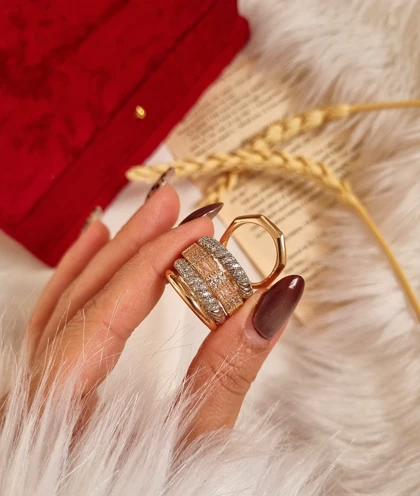 انگشتر پورتوفینو دو رنگ جواهری