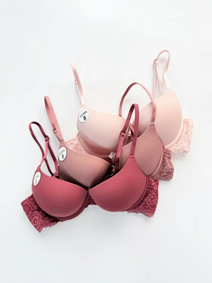 سوتین تک اسفنجی فنر دار کنار گیپور وسط نگین