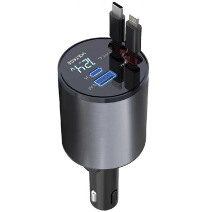 شارژر فندکی فست شارژ ماشین تایپ سی و لایتنینگ 50 وات گرین GN4IN1CARCGY