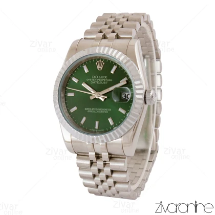 ساعت رولکس دیت جاست مردانه بند نقره ای صفحه سبز 105022