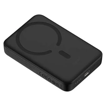 پاوربانک مغناطیسی باسئوس Magnetic mini ظرفیت 5000 میلی‌آمپر ساعت با شارژ بی‌سیم