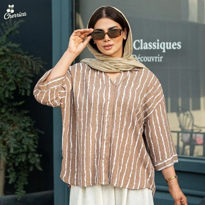 شومیز راه راه یقه هفت زنانه کد 36