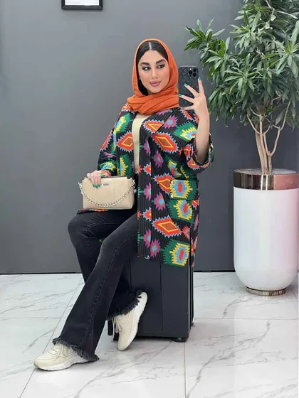 مانتو نخی طرح دار کوک دوزی