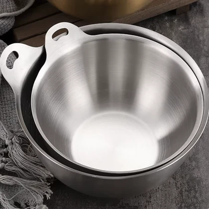 کاسه استیل تک دسته گرد و گود سیلور