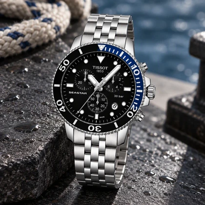 ساعت تیسوت سی استار مردانه کورنوگراف استیل مشکی Tissot-10664-G