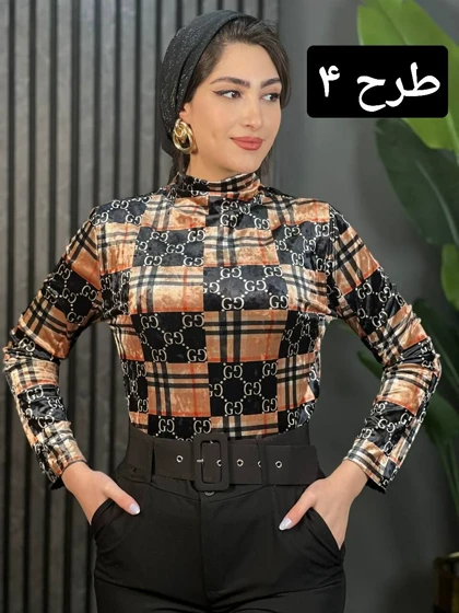 بلوز مخمل یقه شل کد 1617