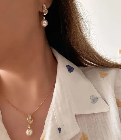 نیم ست برگ و مروارید ژوپینگ کد 585