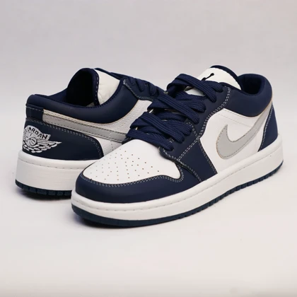 کفش کتانی ایر جردن 1 سورمه ای نقره ای کد 294885