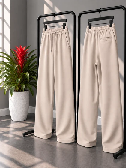 شلوار پارچه ای مردانه لایوسل طبیعی / ریلکس استایل / رنگ خاکی / قد 110