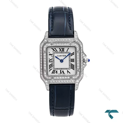 ساعت کارتیر پنتر زنانه نقره ای سرمه ای فول نگین مدیوم Cartier-6276-L