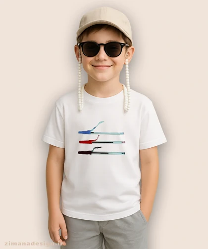 تیشرت بچگانه نوستالژی طرح خودکار جویده شده