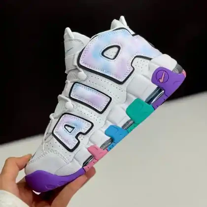 کفش نایک ایر مور آپتمپو سفید بنفش Nike Air More Uptempo White Purple