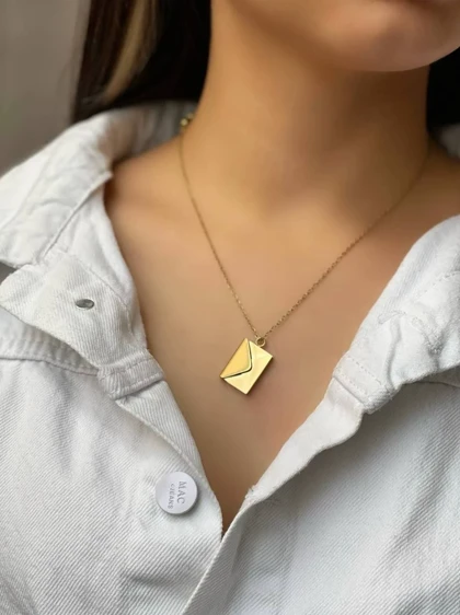 گردنبند پاکت نامه love you استیل