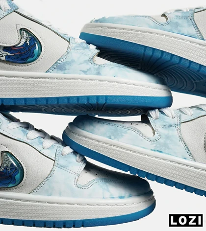 کفش کتانی مردانه و زنانه سفید آبی نایک NIKE dunk low steam puppet
