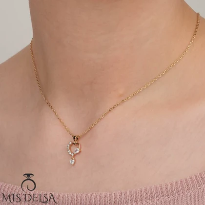 گردنبند ژوپینگ مدل قلب و اشک نگین‌دار