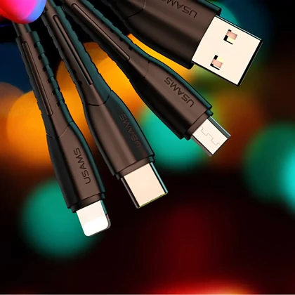 شارژر فندکی یوسامز USAMS مدل NTU35YTSC13TZ با کابل 3 در 1