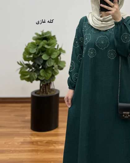پیراهن مانتویی شانتون بلند مدل نگین