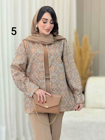 مانتو طرح دار مغزی دوزی 6730