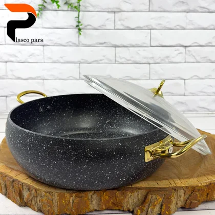 تابه 28 خمره ای دودسته درب پیرکس مشکی هاناتک