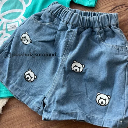 ست بلوز و شلوارک بچگانه طرح تدی سایز 120 تا 150