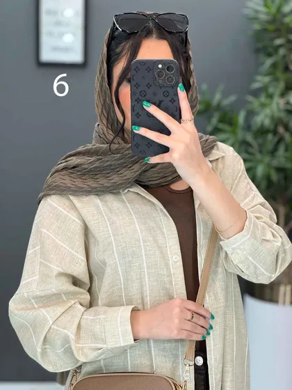 مانتو پیراهنی طرح دار لینن