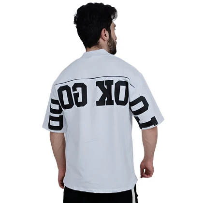 تیشرت آستین کوتاه سفید طرح گود لاک