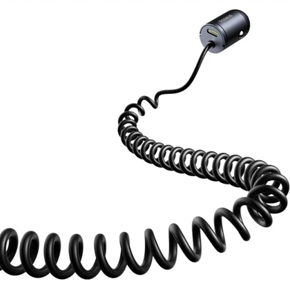 شارژر فندکی فست شارژ ماشین تایپ‌سی 30 وات بیسوس Baseus VCHXX-C C C00035001121-00 با کابل فنری متصل تایپ‌سی