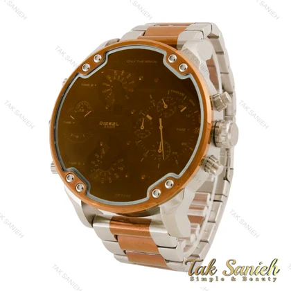 ساعت دیزل هفت موتوره دورنگ رزگلد صفحه قهوه ای Diesel-4505-G