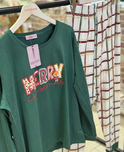 بلوز و شلوار سایز بزرگ نخ پنبه سکسن کد 40865