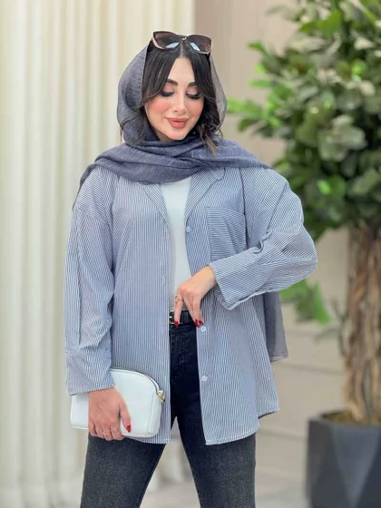 مانتو راه راه تک جیب همدم