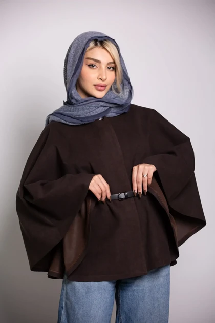 پانچو زنانه کمربند دار لامر