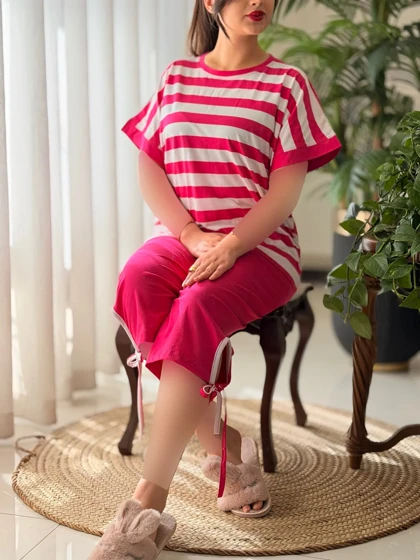 تیشرت شلوارک راه راه کد2519