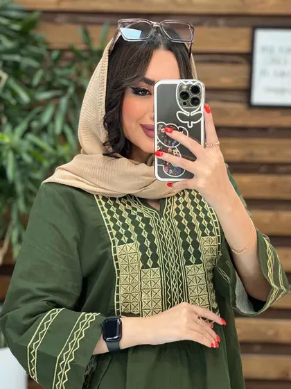 مانتو جلو بسته گلدوزی