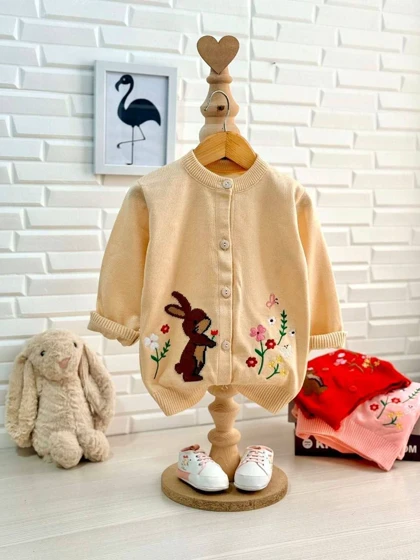 ژاکت بافت دخترانه طرح خرگوش